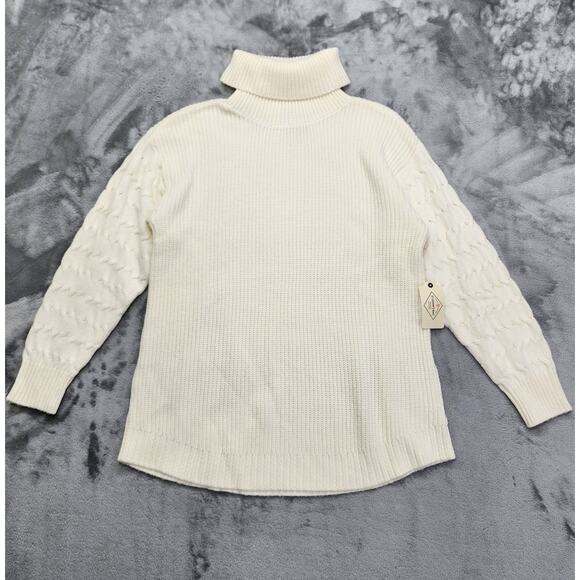 NEW St Johns Bay Sweater Womens XL Cream Ivory Turtleneck Long Sleeve Tunic - Picture 1 of 9